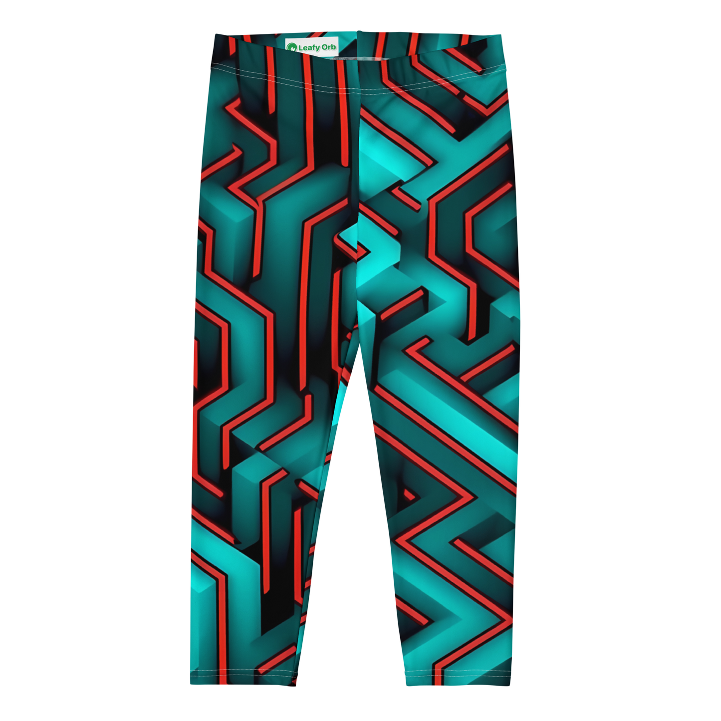 3D Maze Illusion | 3D Patterns | All-Over Print Capri Leggings - #2