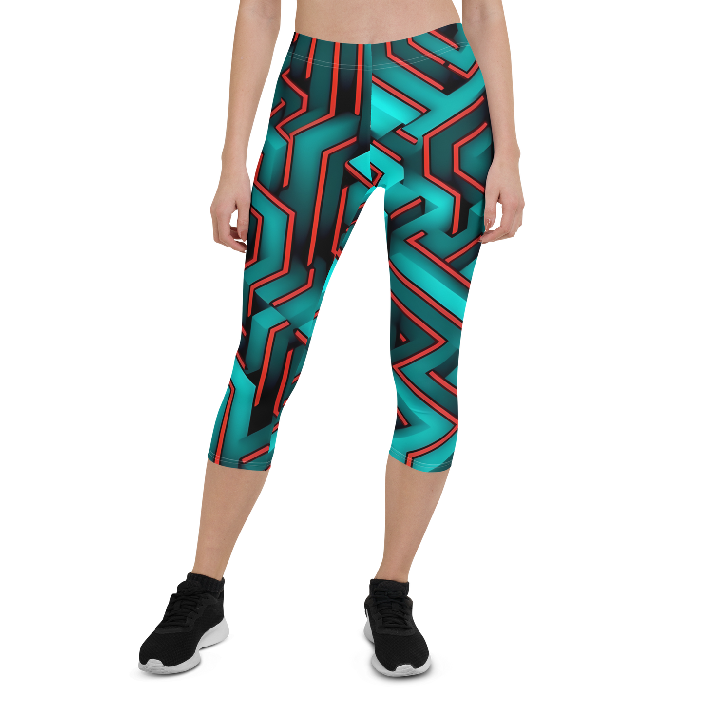 3D Maze Illusion | 3D Patterns | All-Over Print Capri Leggings - #2