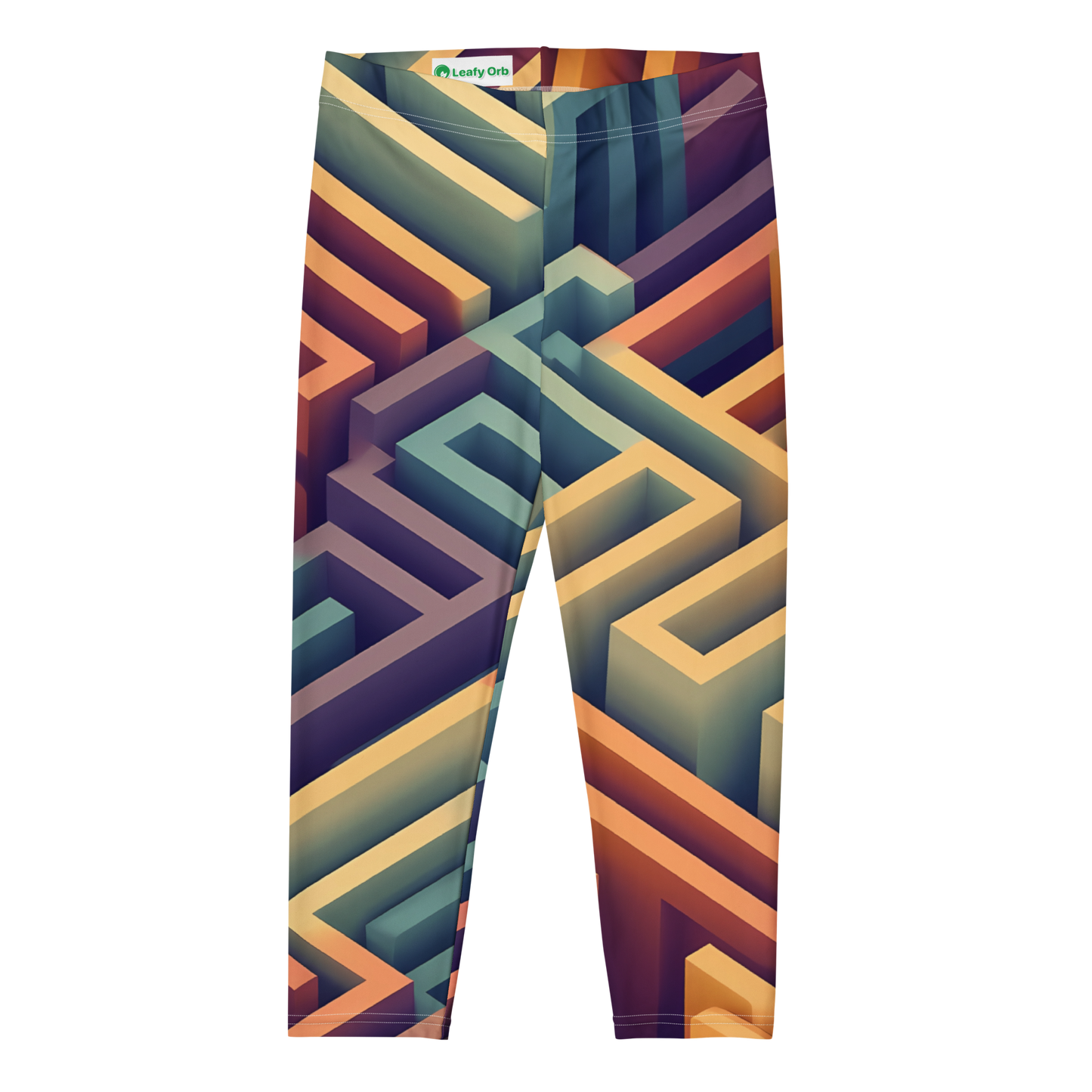 3D Maze Illusion | 3D Patterns | All-Over Print Capri Leggings - #3
