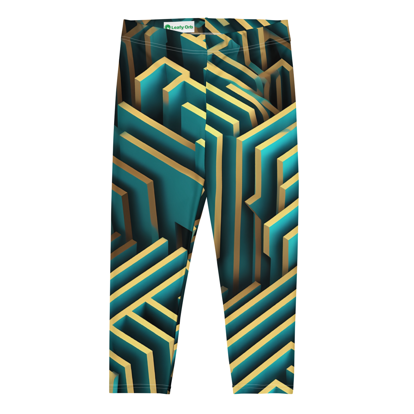 3D Maze Illusion | 3D Patterns | All-Over Print Capri Leggings - #5