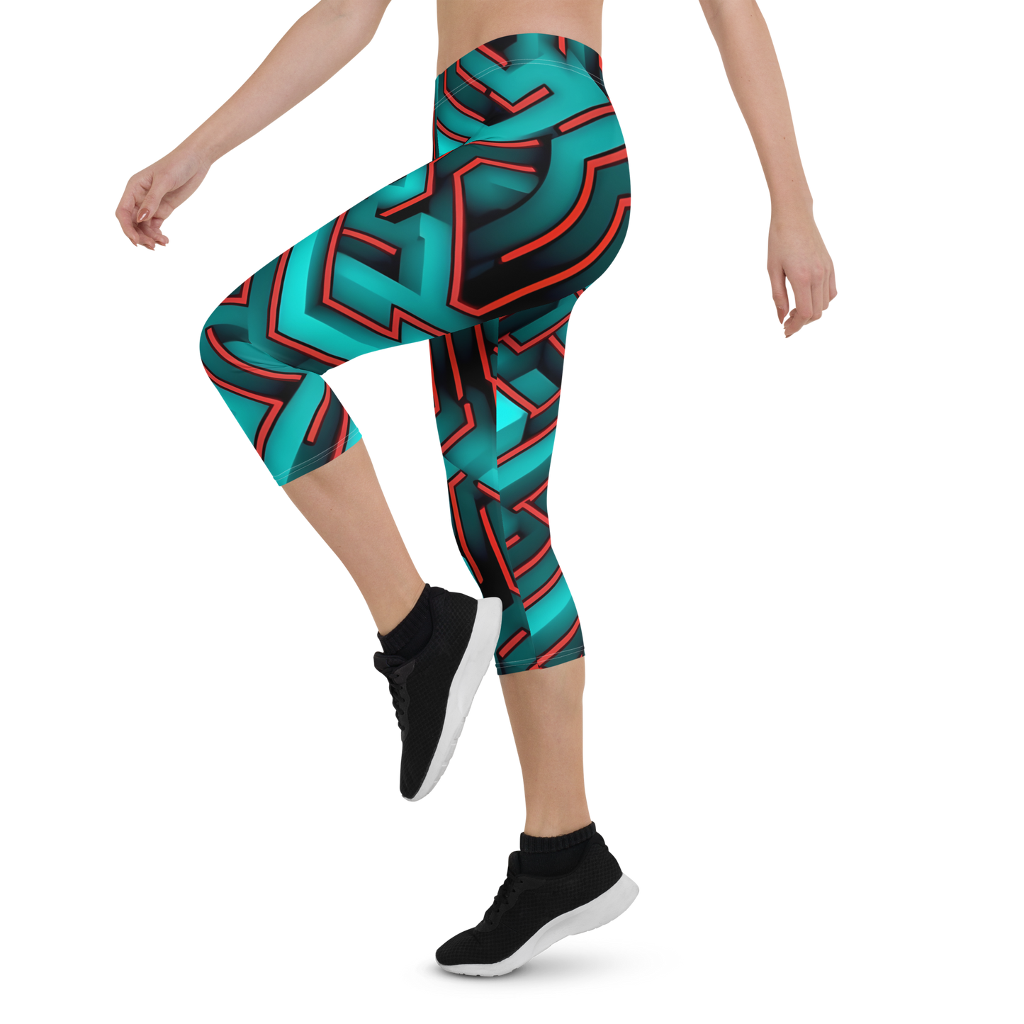 3D Maze Illusion | 3D Patterns | All-Over Print Capri Leggings - #2