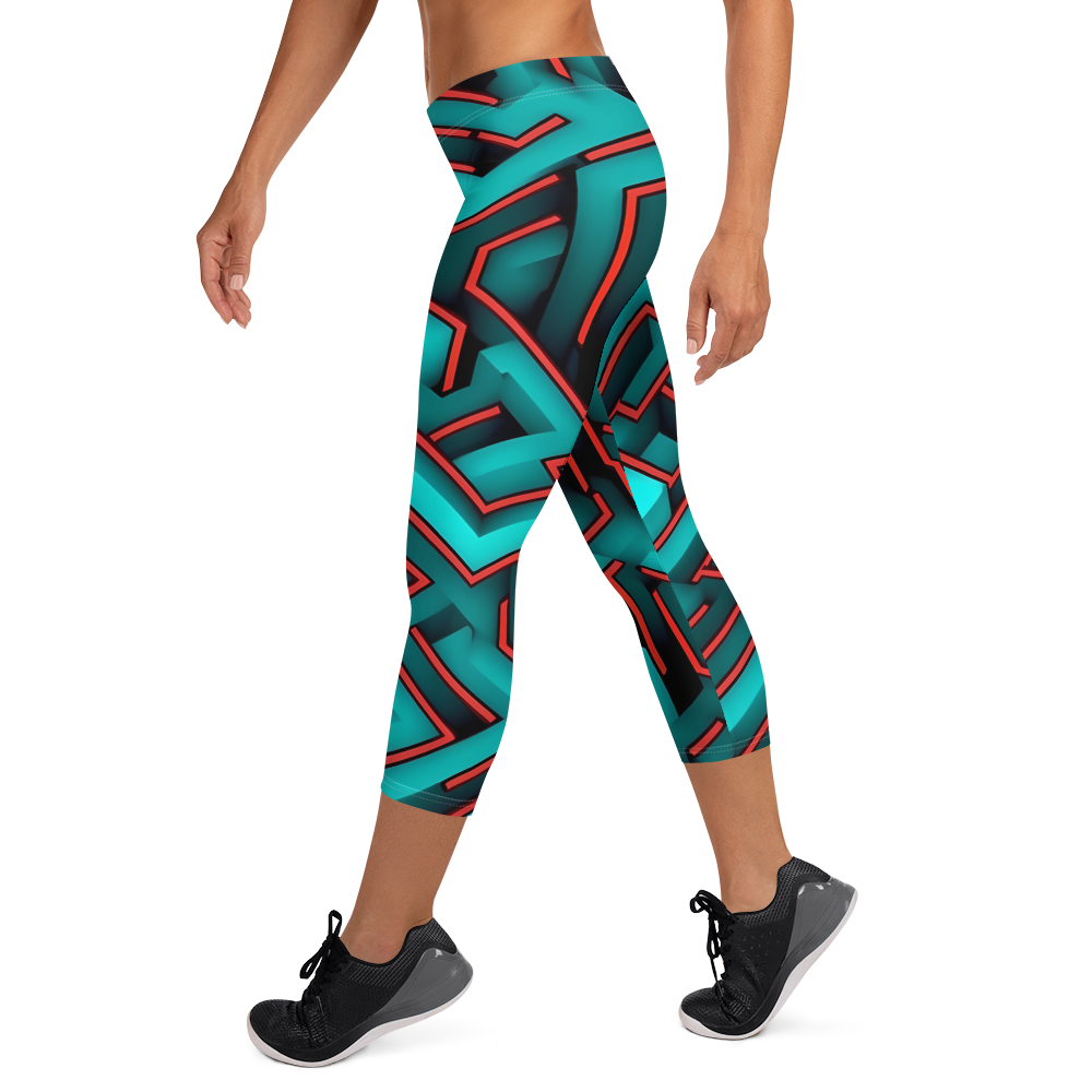 3D Maze Illusion | 3D Patterns | All-Over Print Capri Leggings - #2