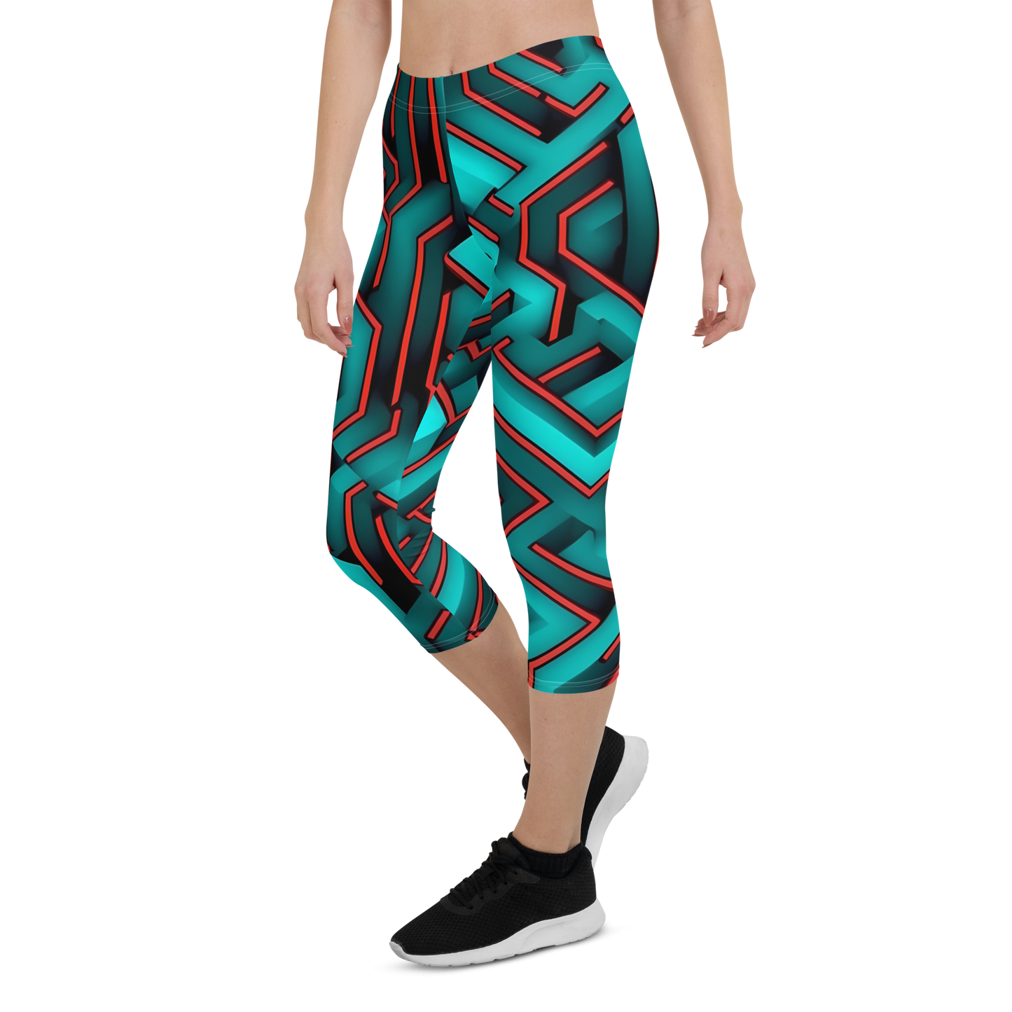 3D Maze Illusion | 3D Patterns | All-Over Print Capri Leggings - #2