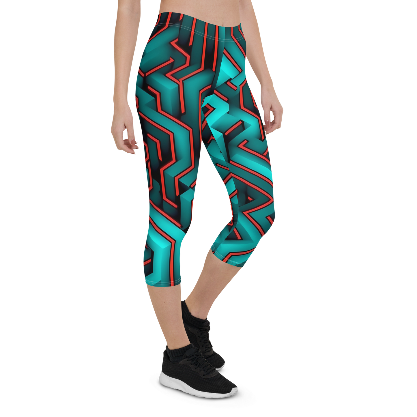 3D Maze Illusion | 3D Patterns | All-Over Print Capri Leggings - #2