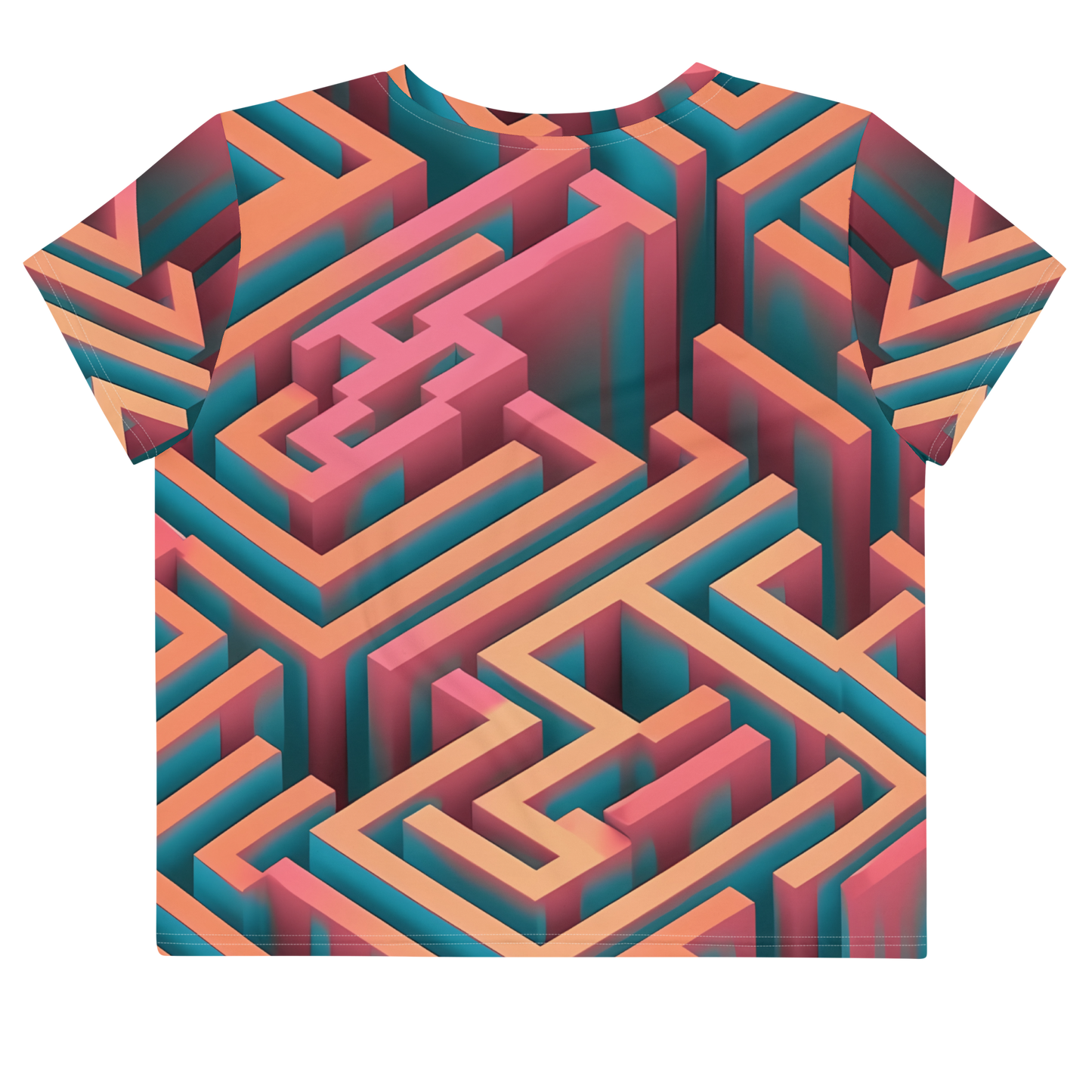 3D Maze Illusion | 3D Patterns | All-Over Print Crop Tee - #1