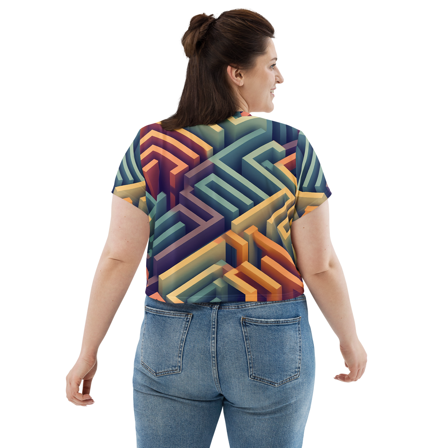 3D Maze Illusion | 3D Patterns | All-Over Print Crop Tee - #3