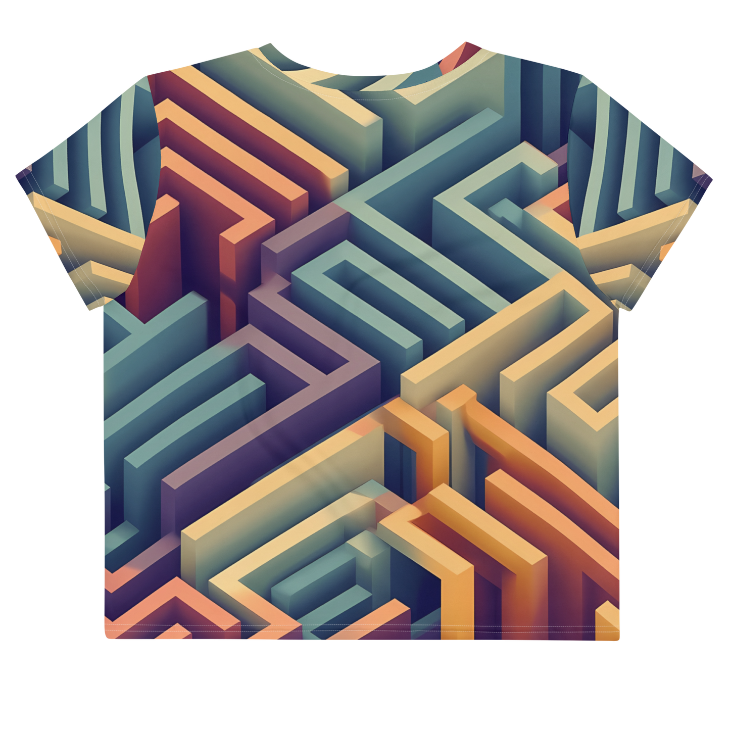 3D Maze Illusion | 3D Patterns | All-Over Print Crop Tee - #3