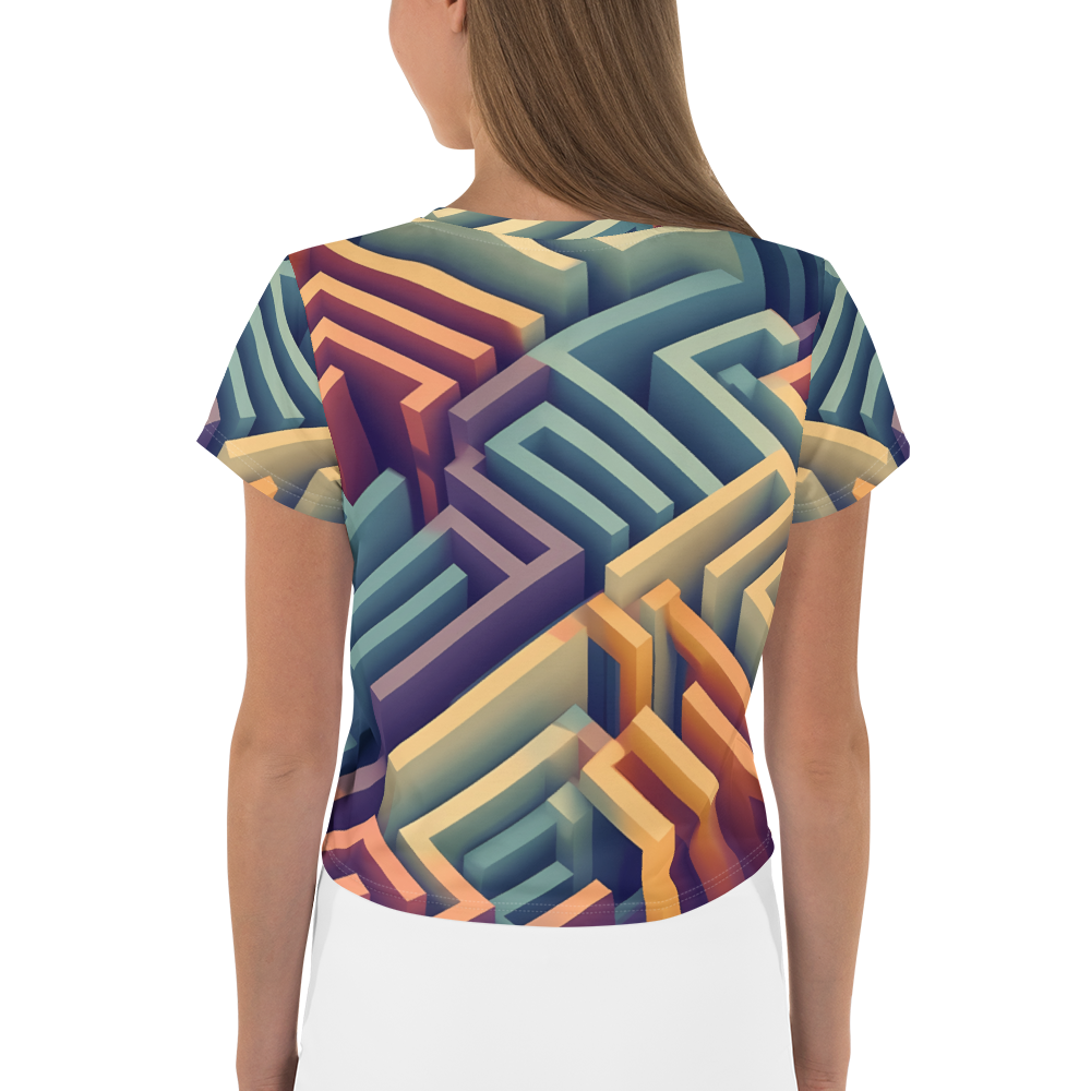 3D Maze Illusion | 3D Patterns | All-Over Print Crop Tee - #3