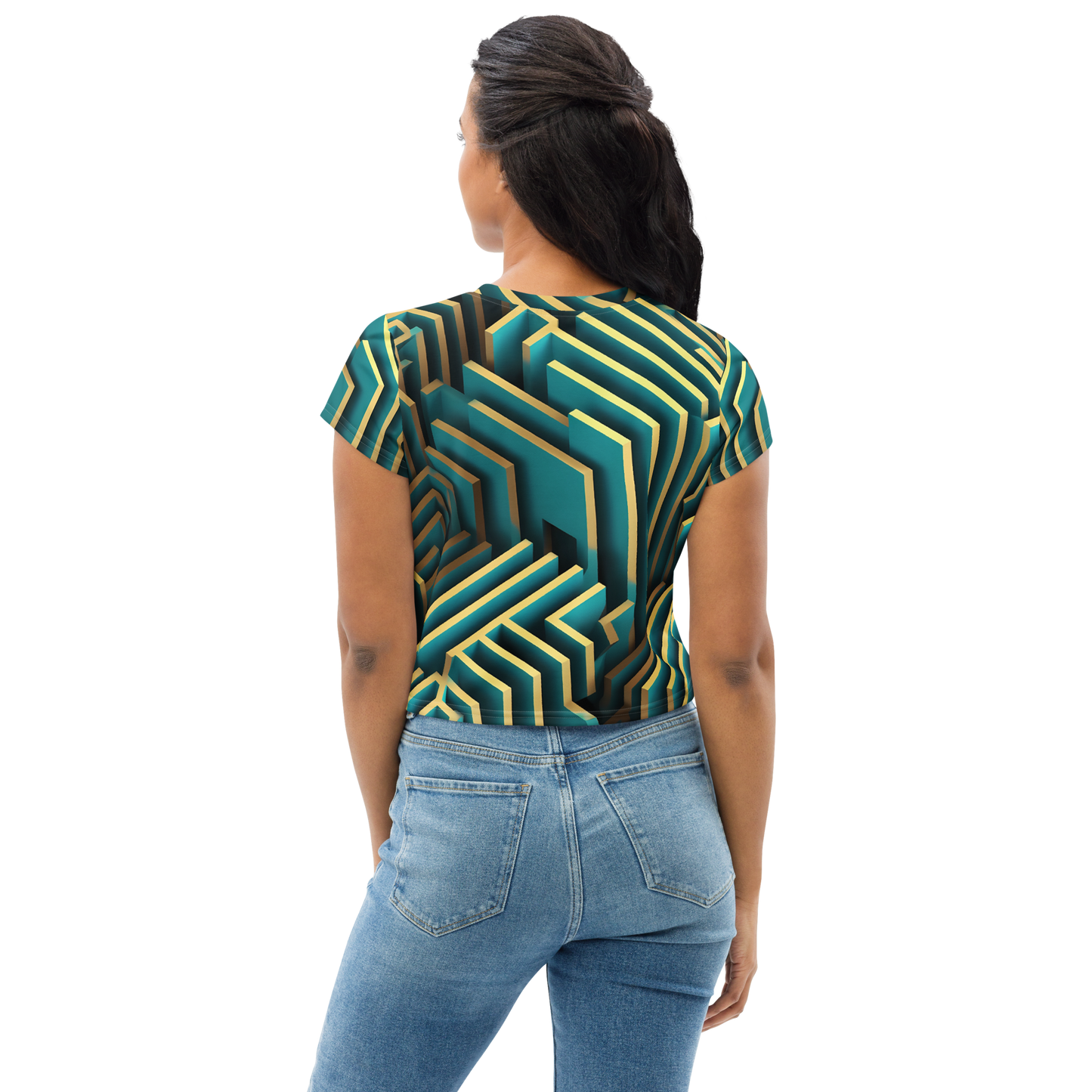 3D Maze Illusion | 3D Patterns | All-Over Print Crop Tee - #5