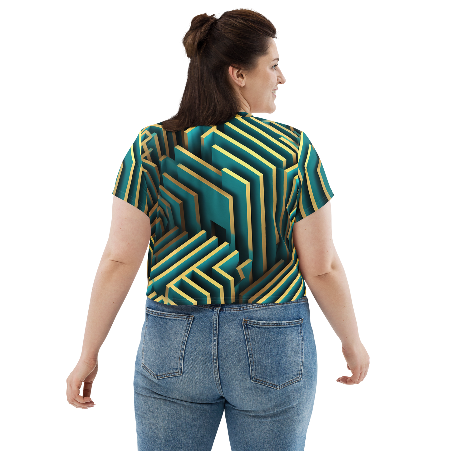 3D Maze Illusion | 3D Patterns | All-Over Print Crop Tee - #5