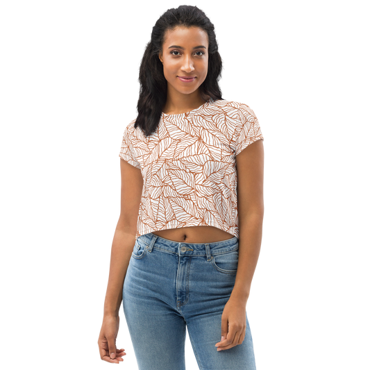 Colorful Fall Leaves | Seamless Patterns | All-Over Print Crop Tee - #1