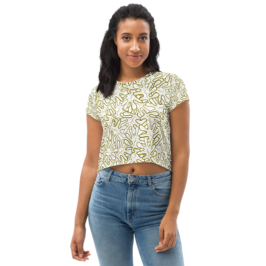 Colorful Fall Leaves | Seamless Patterns | All-Over Print Crop Tee - #2