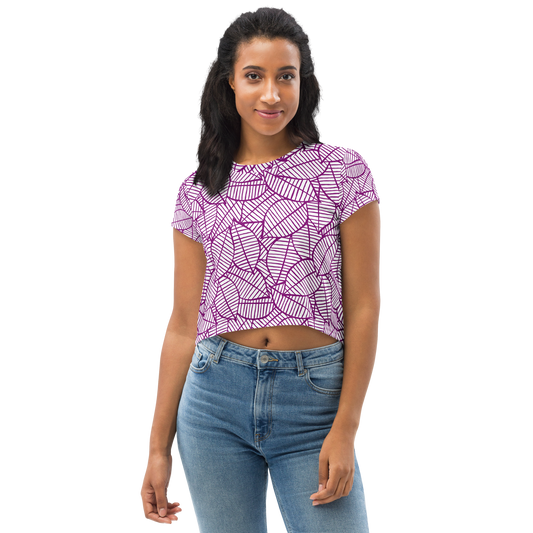 Colorful Fall Leaves | Seamless Patterns | All-Over Print Crop Tee - #7