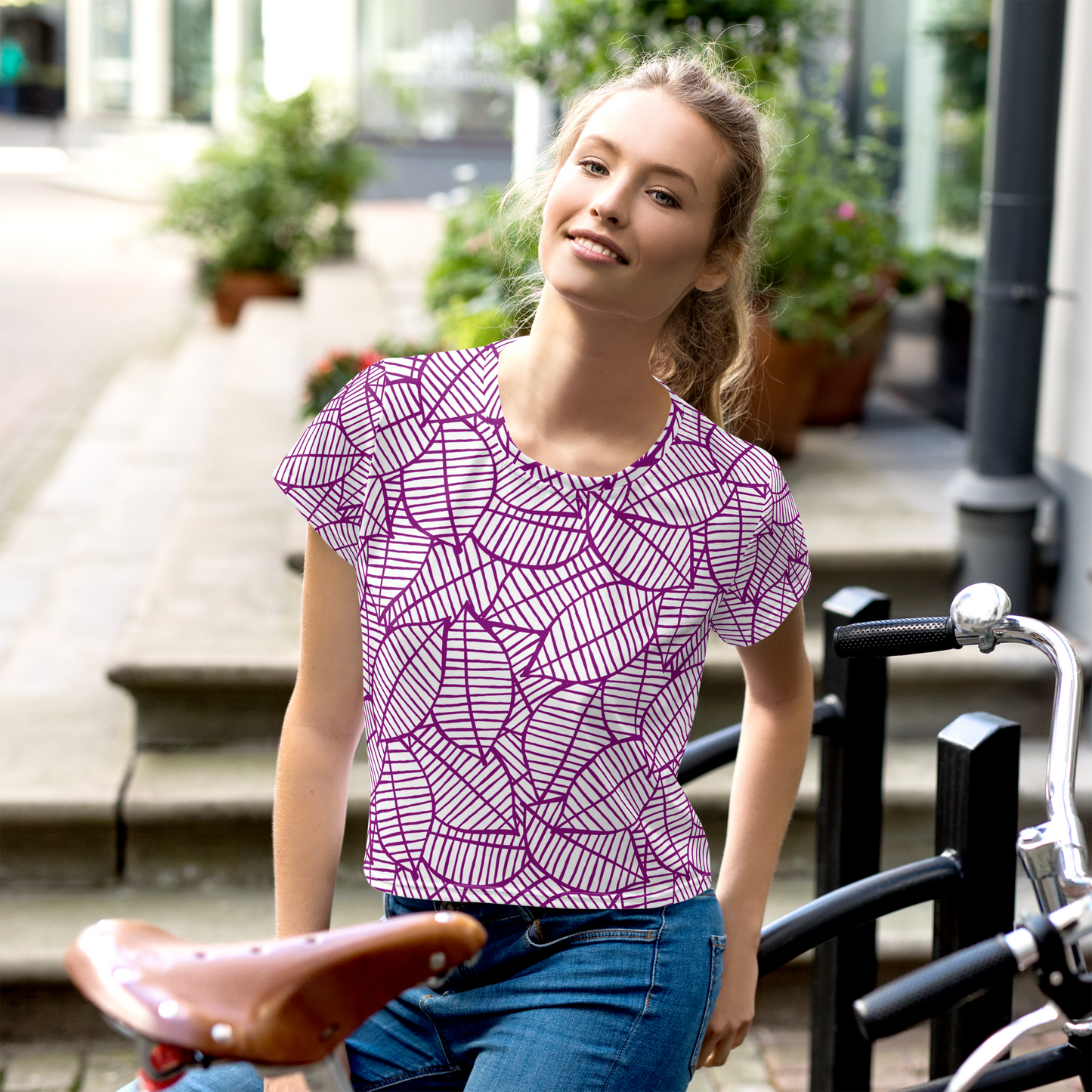 Colorful Fall Leaves | Seamless Patterns | All-Over Print Crop Tee - #7