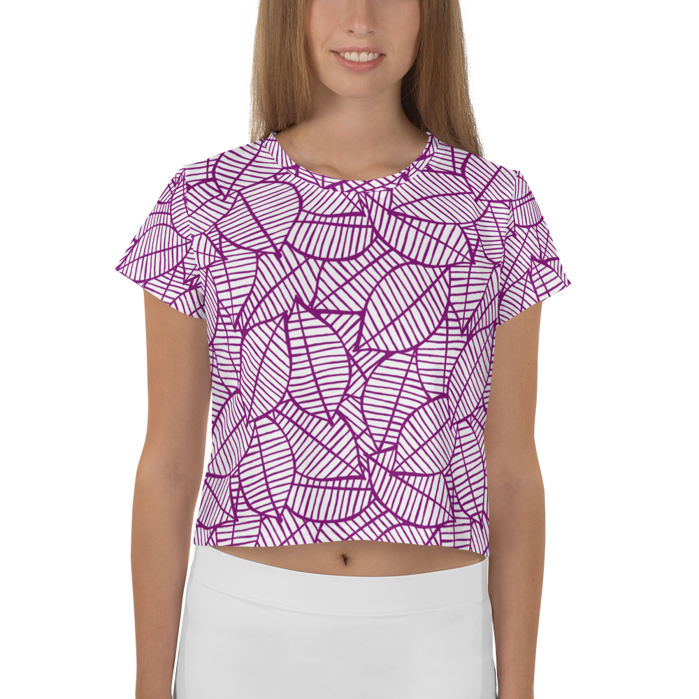 Colorful Fall Leaves | Seamless Patterns | All-Over Print Crop Tee - #7