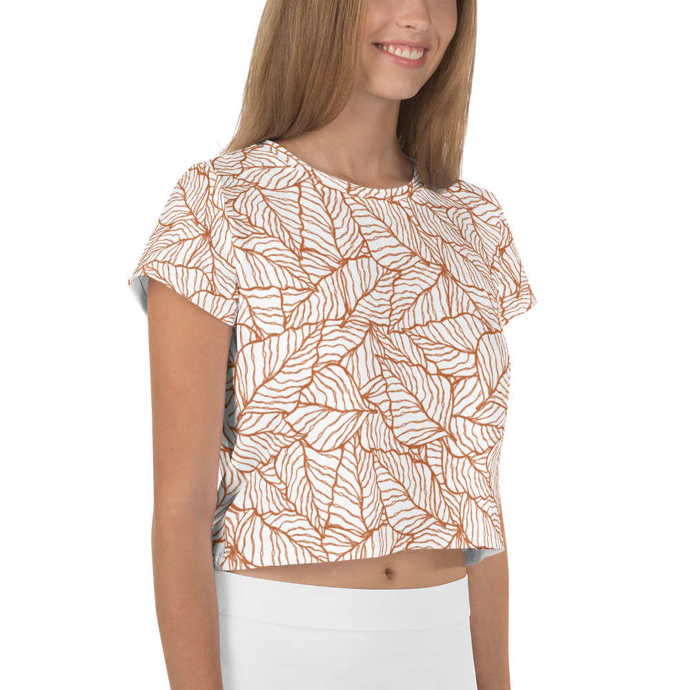 Colorful Fall Leaves | Seamless Patterns | All-Over Print Crop Tee - #1