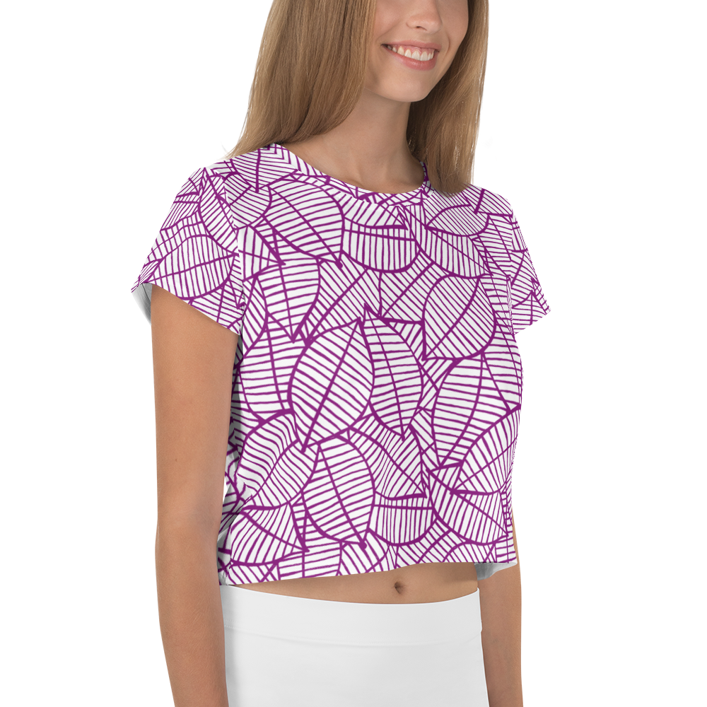 Colorful Fall Leaves | Seamless Patterns | All-Over Print Crop Tee - #7