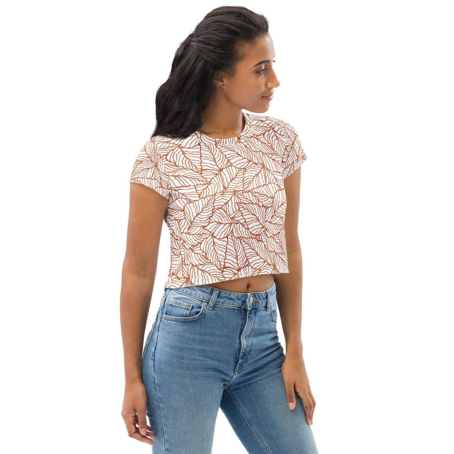 Colorful Fall Leaves | Seamless Patterns | All-Over Print Crop Tee - #1