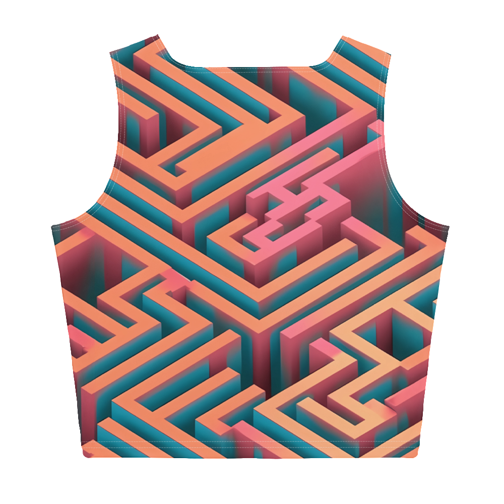3D Maze Illusion | 3D Patterns | All-Over Print Crop Top - #1