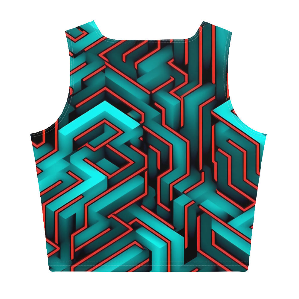 3D Maze Illusion | 3D Patterns | All-Over Print Crop Top - #2