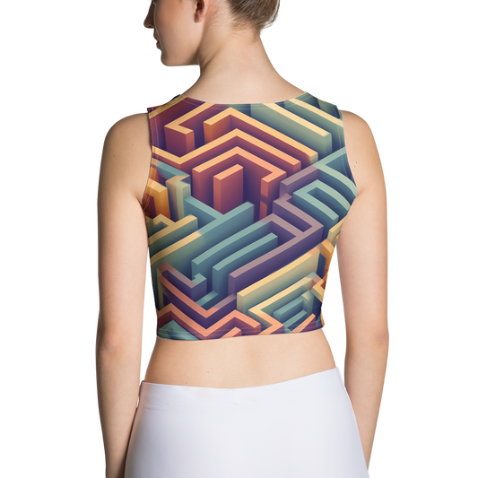 3D Maze Illusion | 3D Patterns | All-Over Print Crop Top - #3