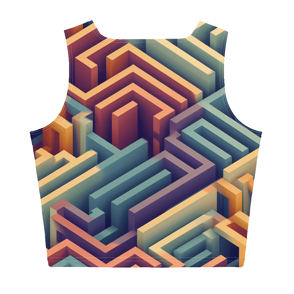3D Maze Illusion | 3D Patterns | All-Over Print Crop Top - #3