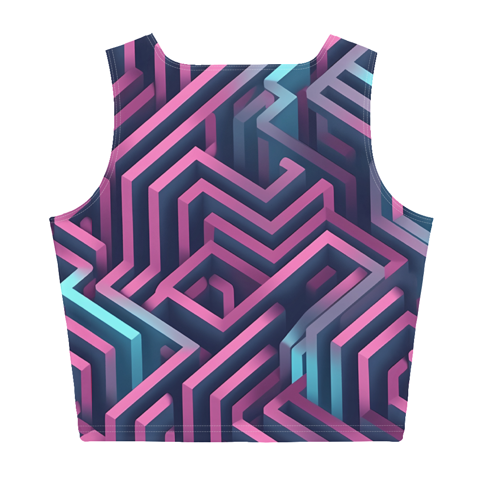 3D Maze Illusion | 3D Patterns | All-Over Print Crop Top - #4
