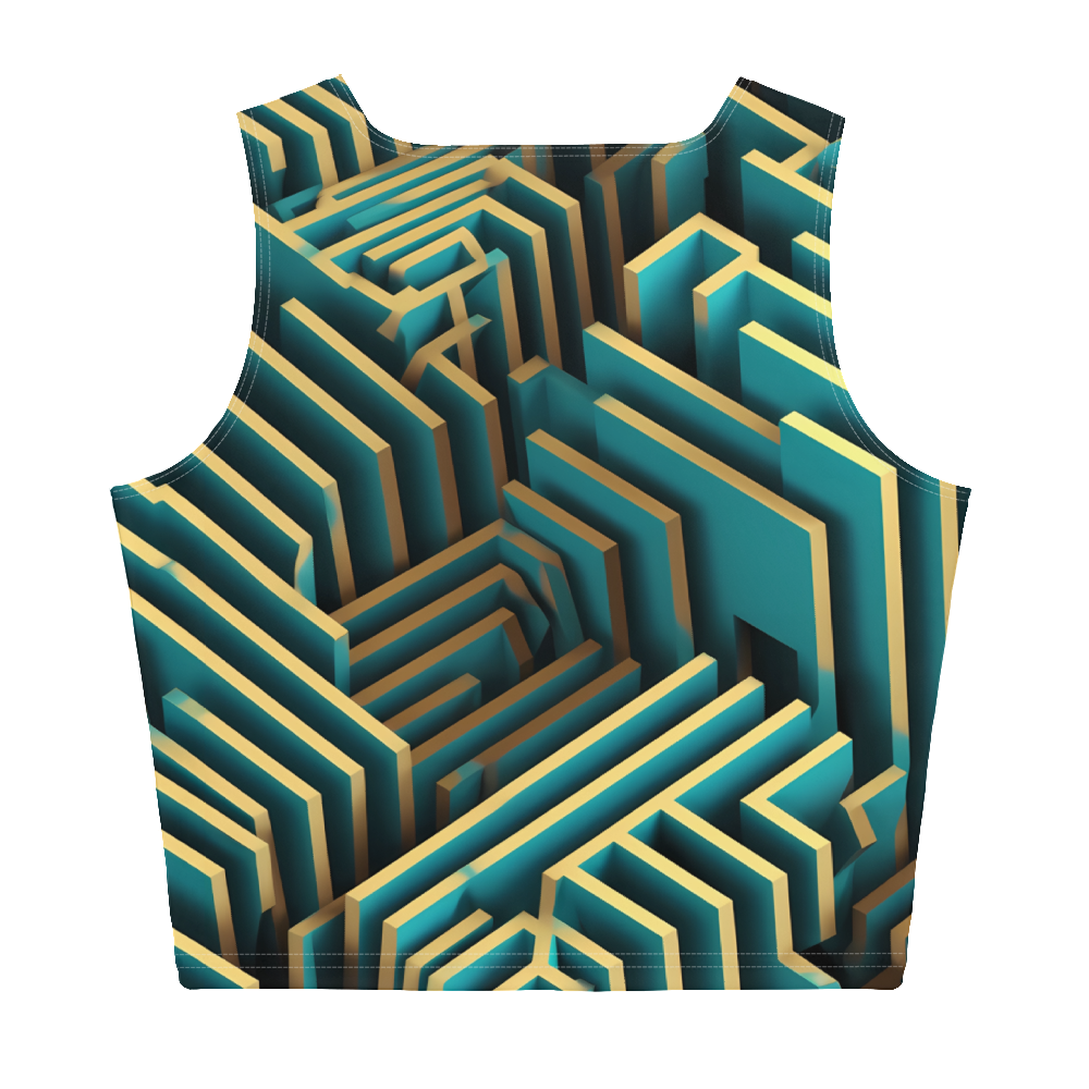 3D Maze Illusion | 3D Patterns | All-Over Print Crop Top - #5