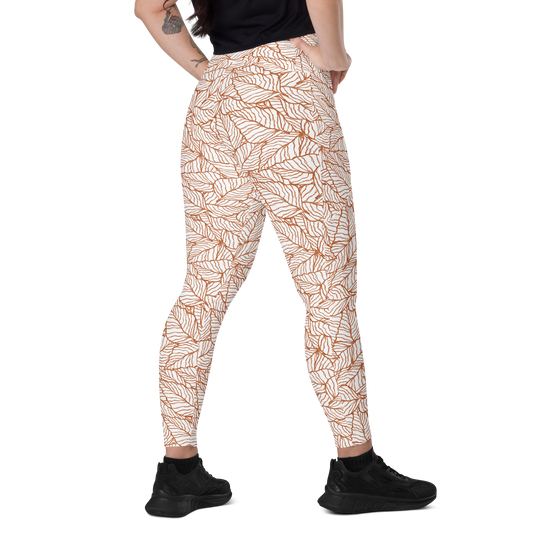 Colorful Fall Leaves | Seamless Patterns | All-Over Print Crossover Leggings with Pockets - #1