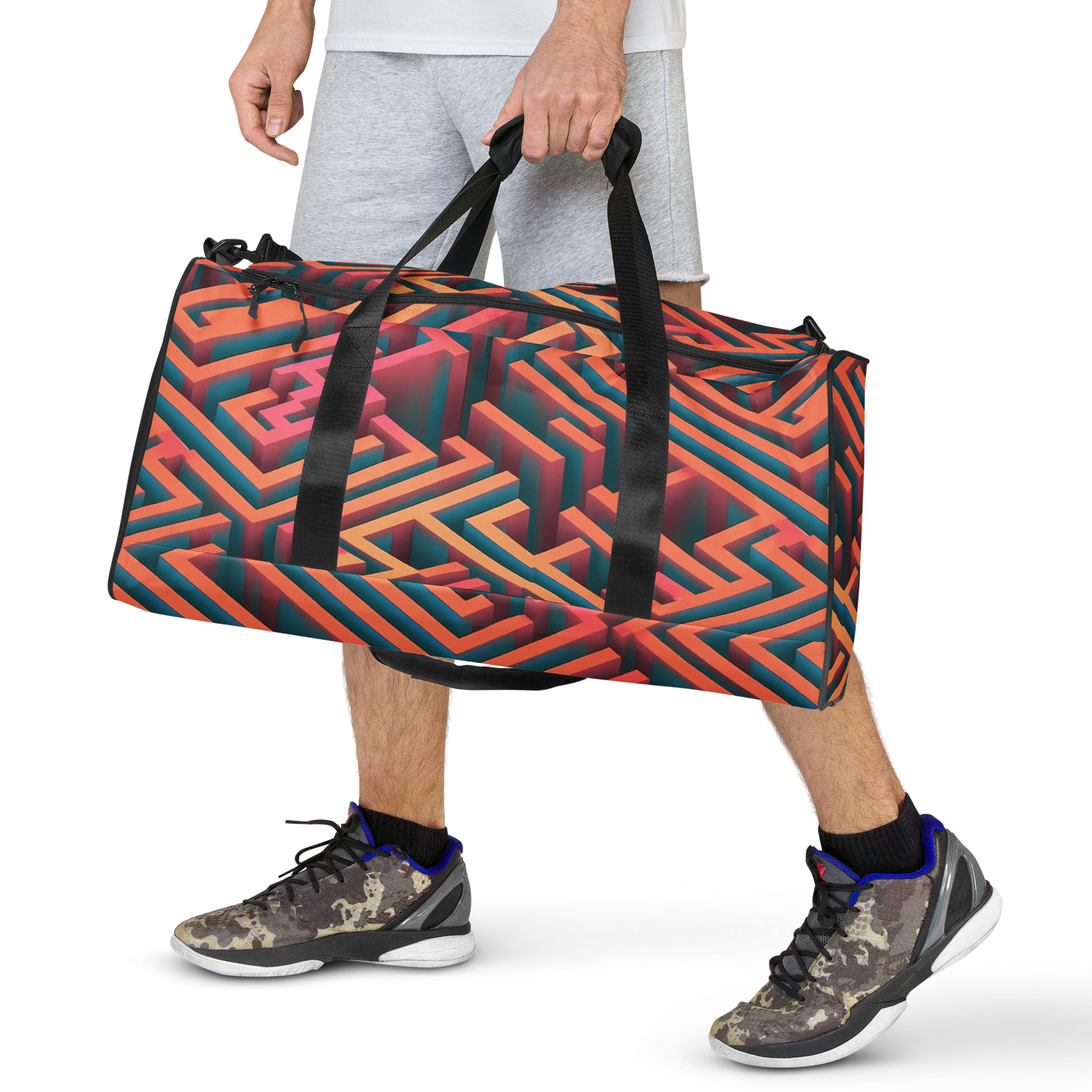 3D Maze Illusion | 3D Patterns | All-Over Print Duffle Bag - #1