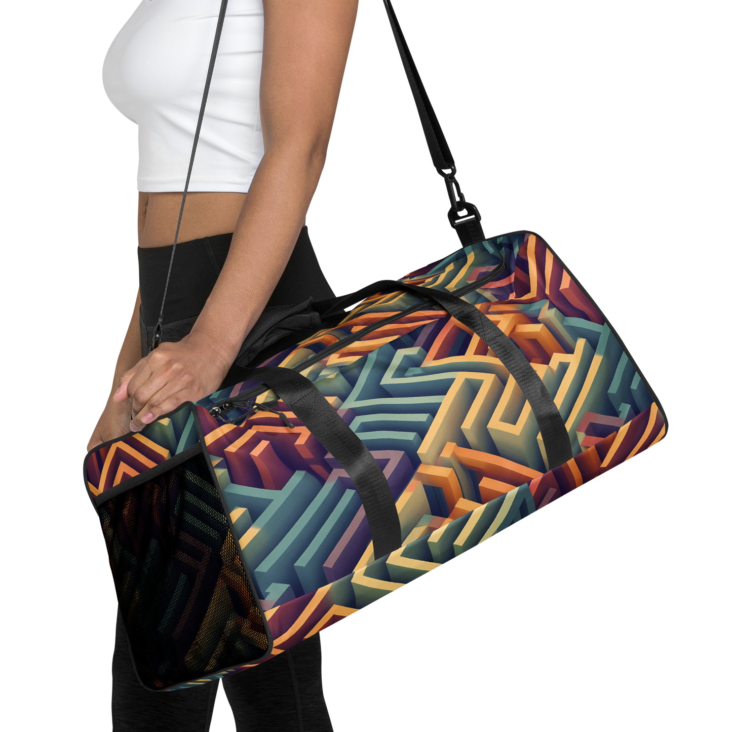 3D Maze Illusion | 3D Patterns | All-Over Print Duffle Bag - #3