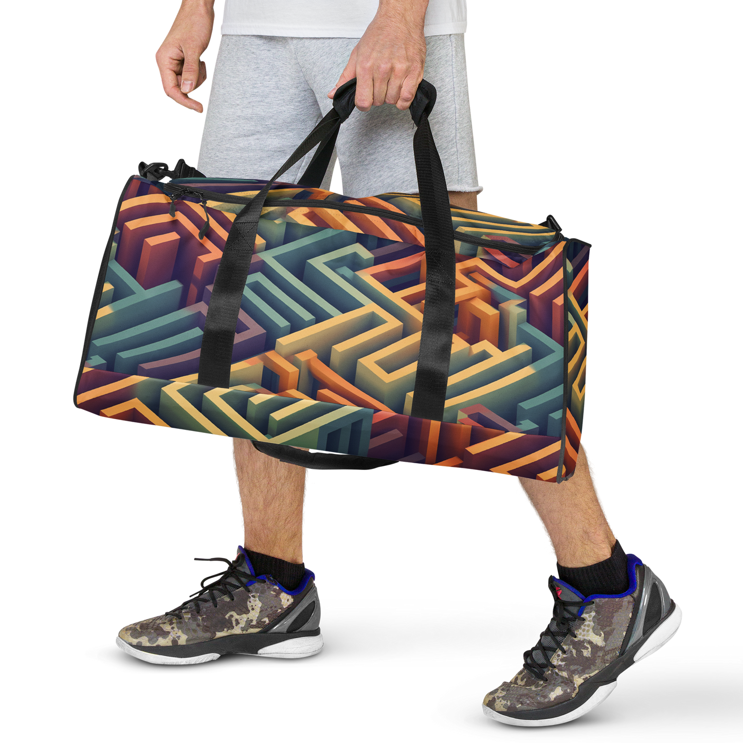 3D Maze Illusion | 3D Patterns | All-Over Print Duffle Bag - #3