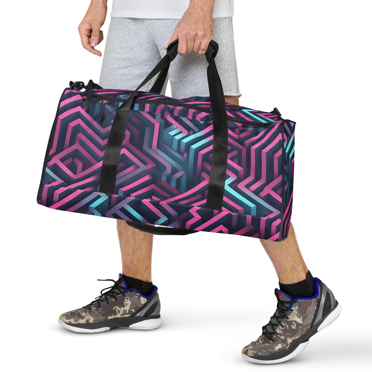 3D Maze Illusion | 3D Patterns | All-Over Print Duffle Bag - #4