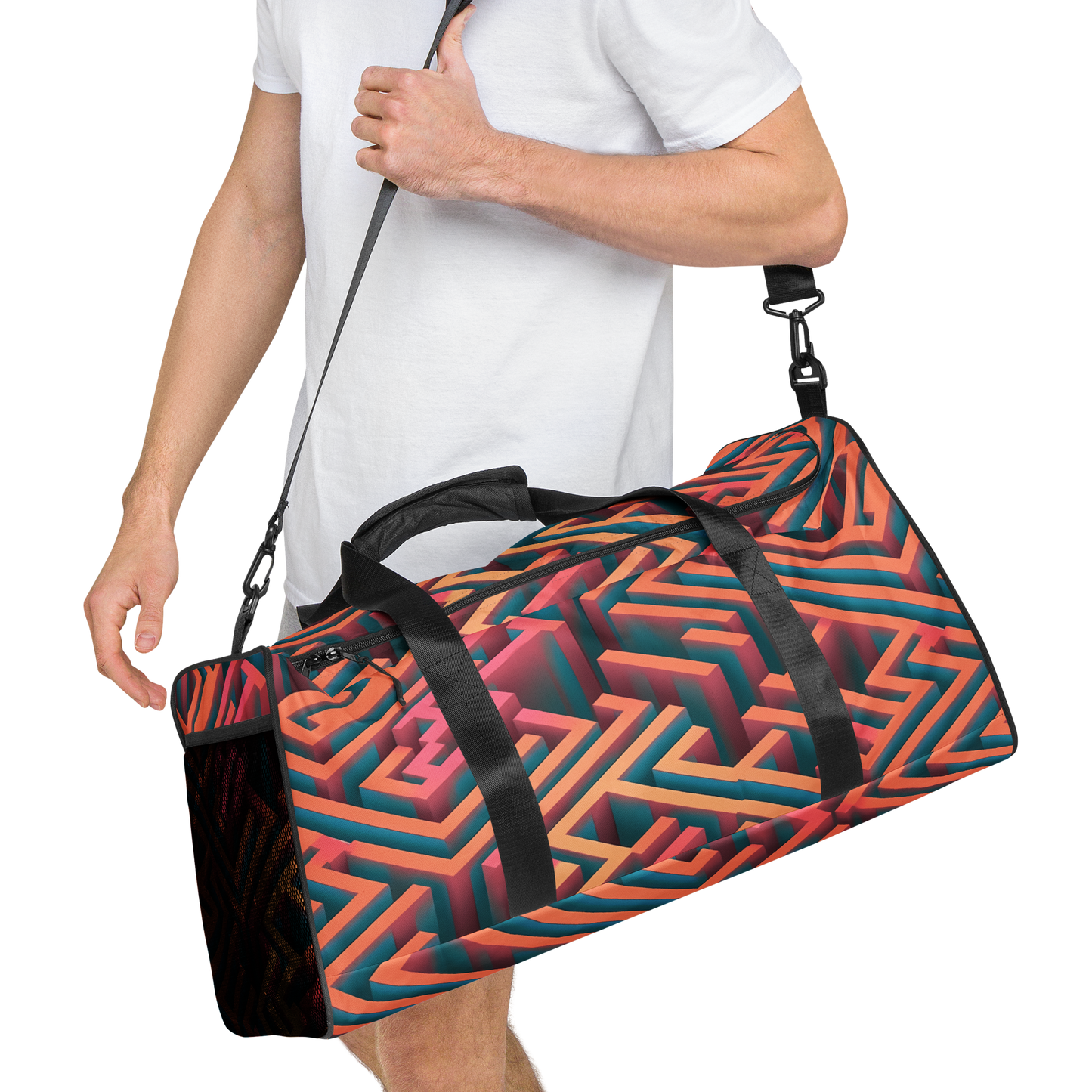 3D Maze Illusion | 3D Patterns | All-Over Print Duffle Bag - #1