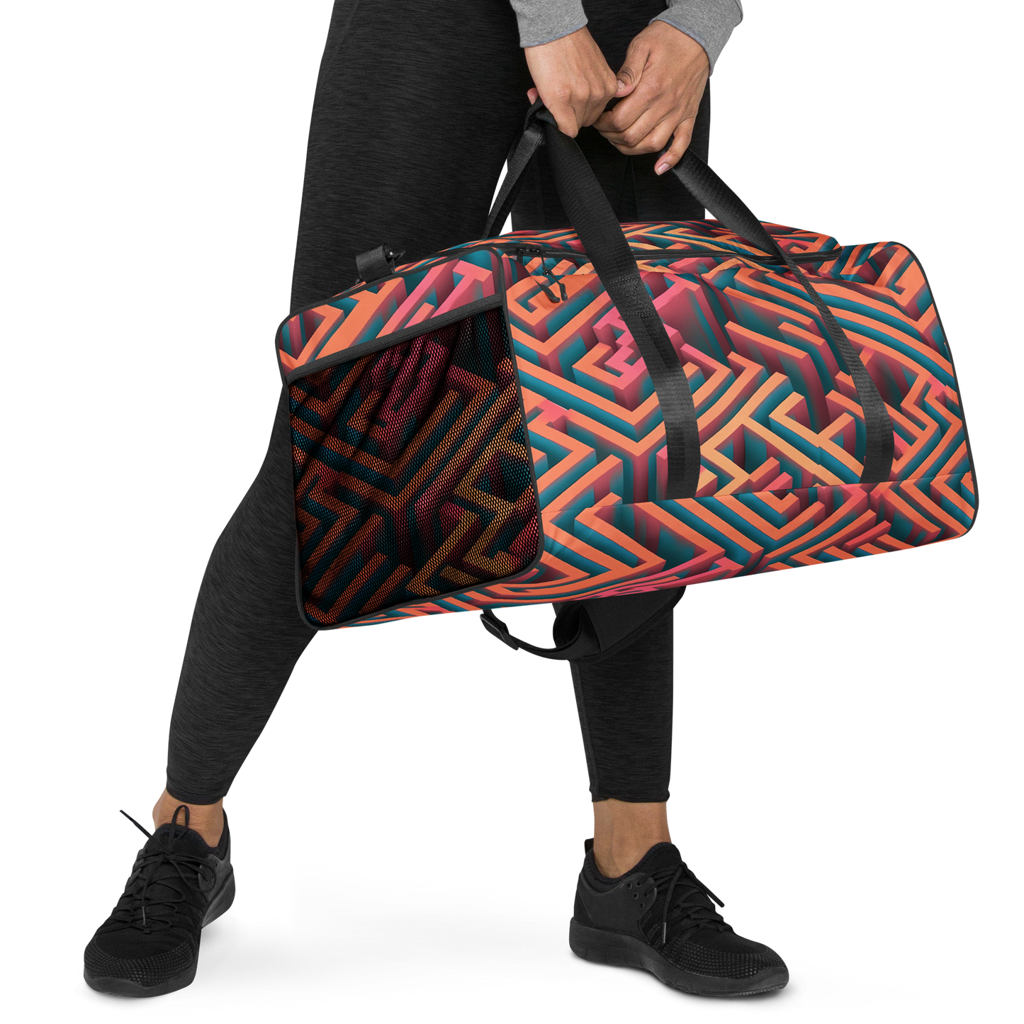 3D Maze Illusion | 3D Patterns | All-Over Print Duffle Bag - #1