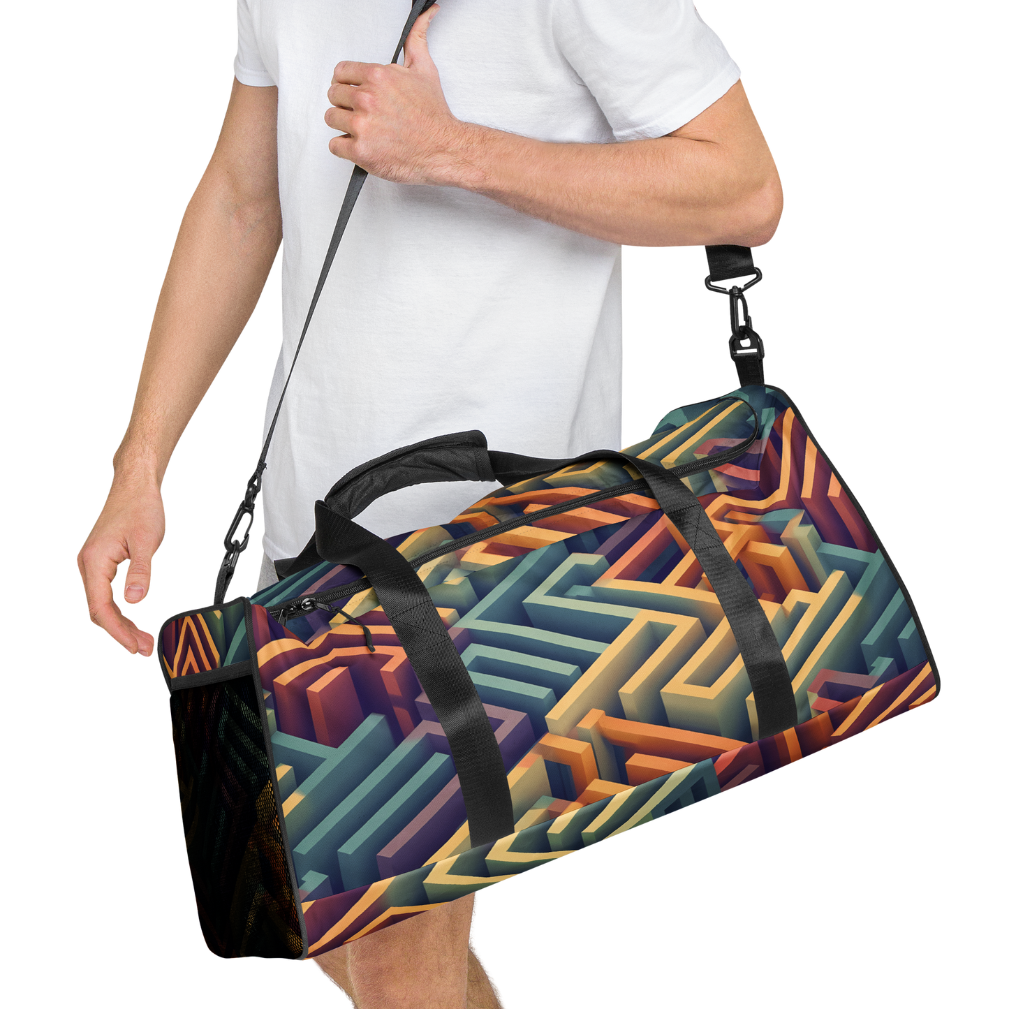 3D Maze Illusion | 3D Patterns | All-Over Print Duffle Bag - #3