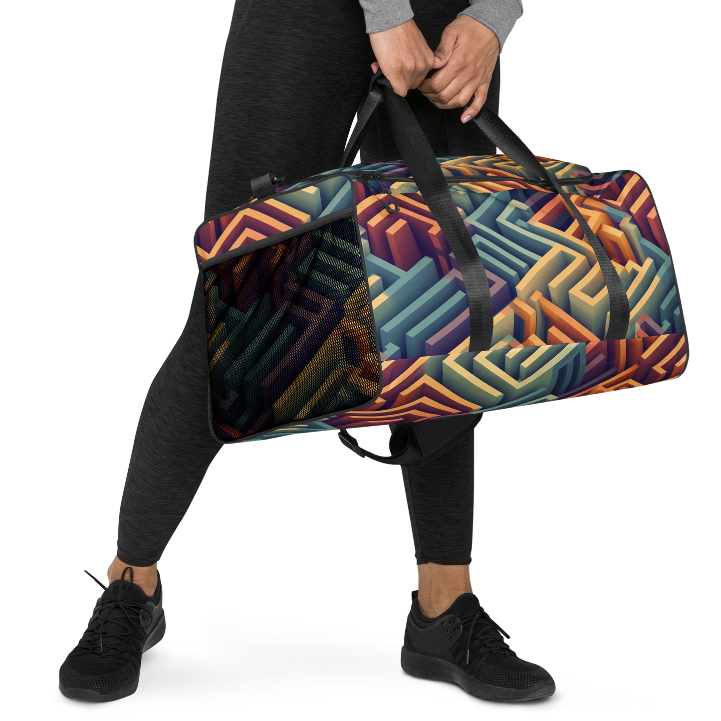 3D Maze Illusion | 3D Patterns | All-Over Print Duffle Bag - #3