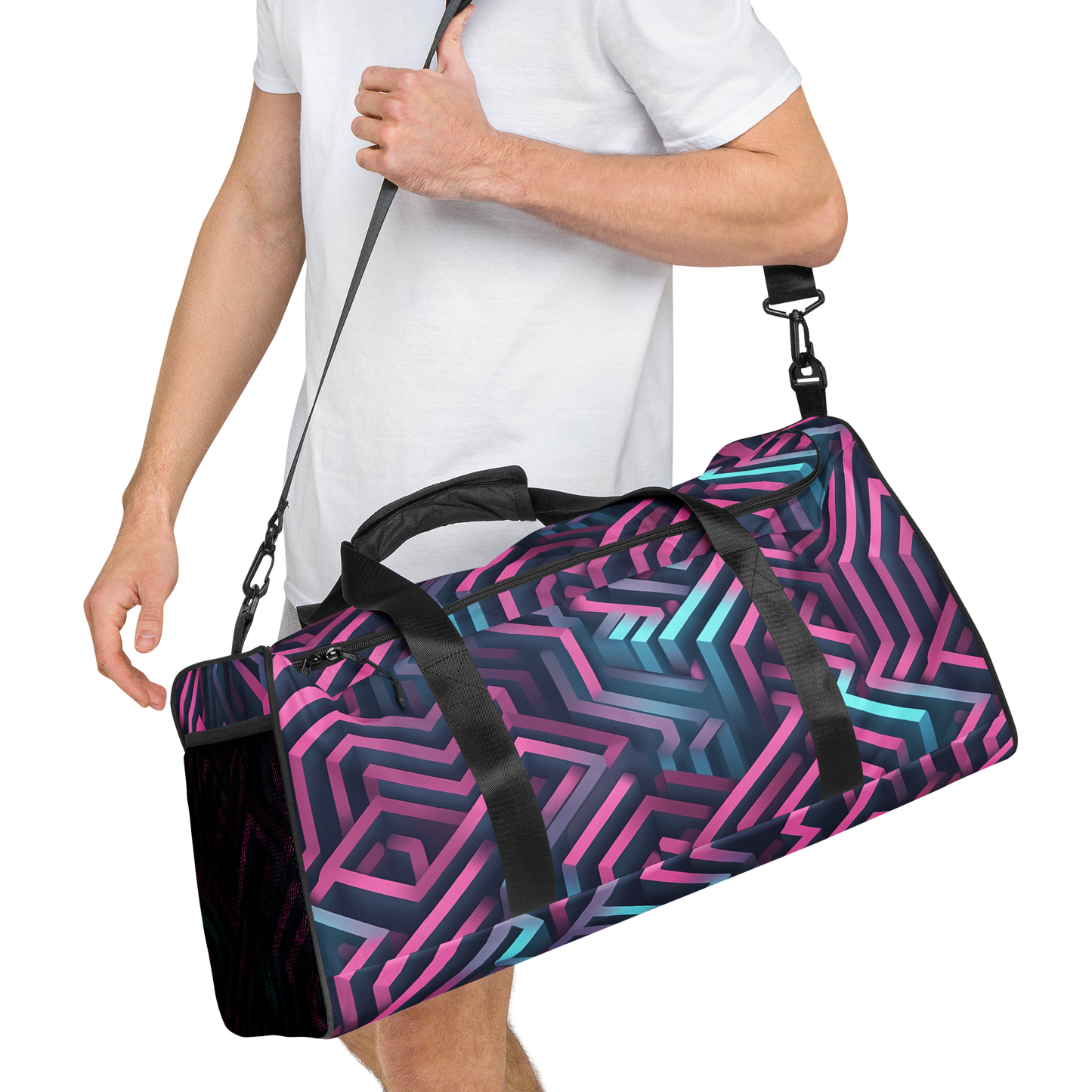 3D Maze Illusion | 3D Patterns | All-Over Print Duffle Bag - #4