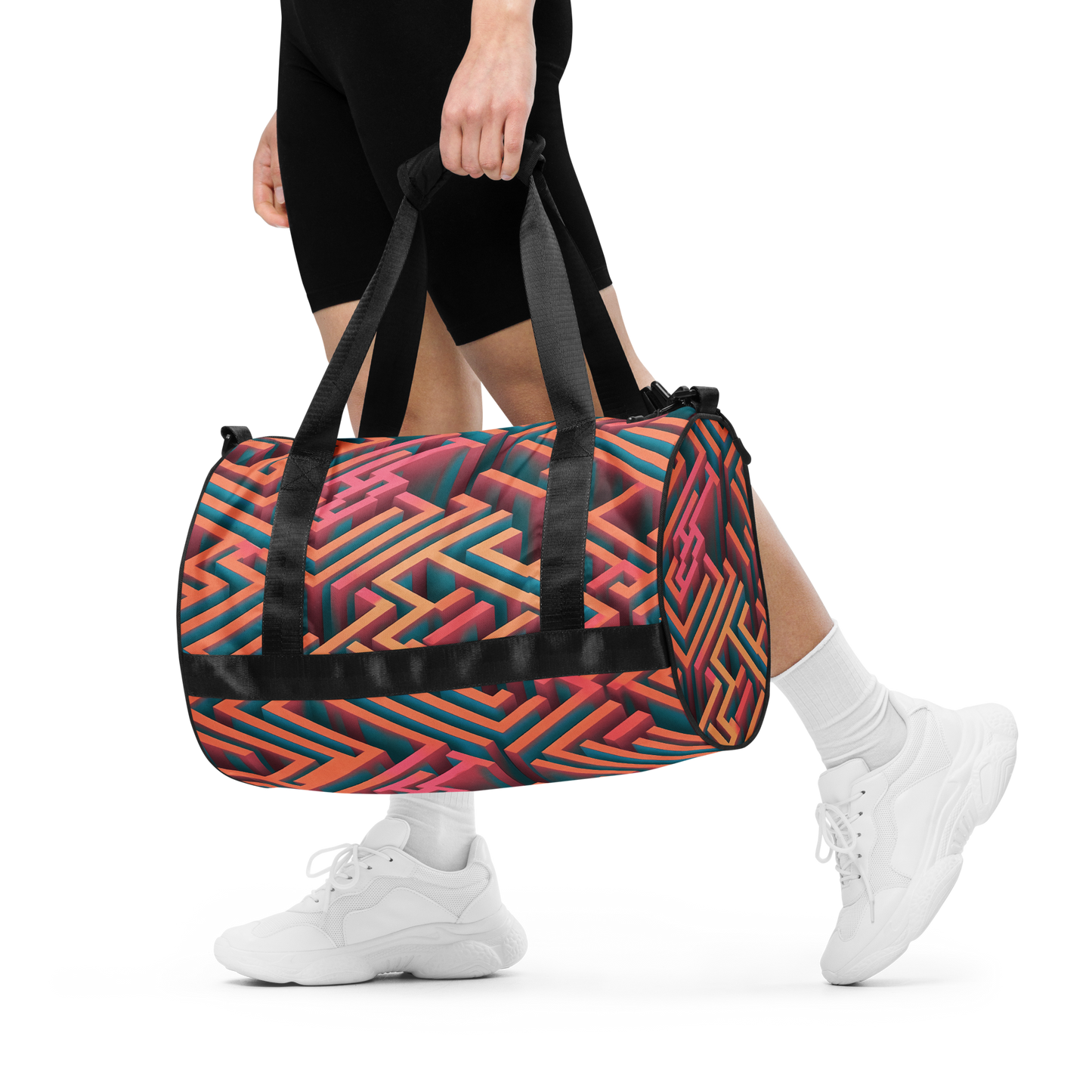 3D Maze Illusion | 3D Patterns | All-Over Print Gym Bag - #1