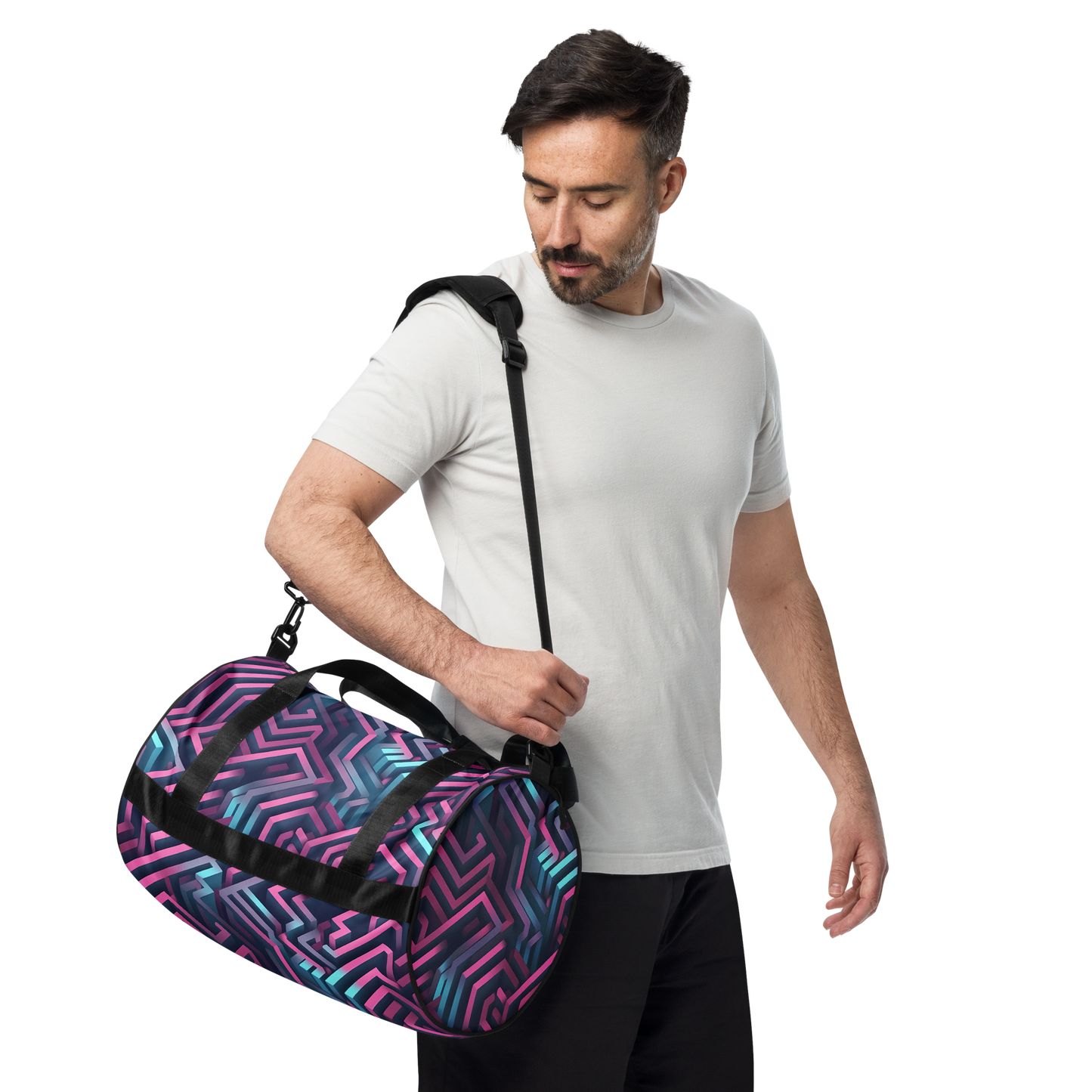 3D Maze Illusion | 3D Patterns | All-Over Print Gym Bag - #4