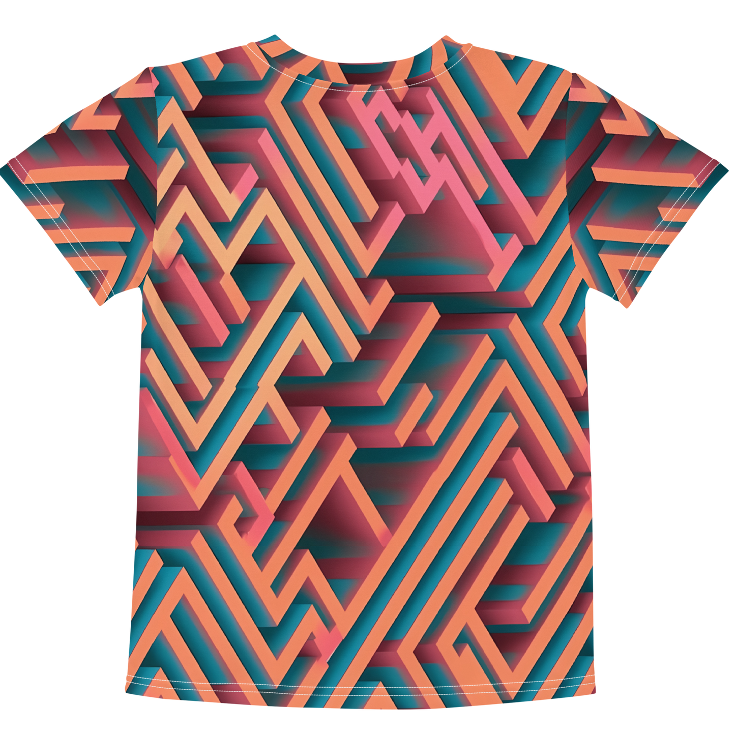 3D Maze Illusion | 3D Patterns | All-Over Print Kids Crew Neck T-Shirt - #1