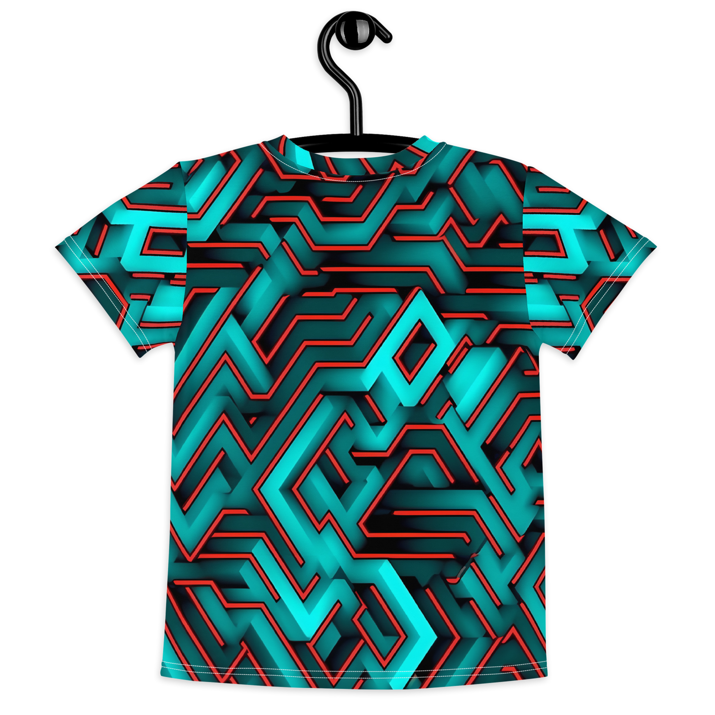 3D Maze Illusion | 3D Patterns | All-Over Print Kids Crew Neck T-Shirt - #2