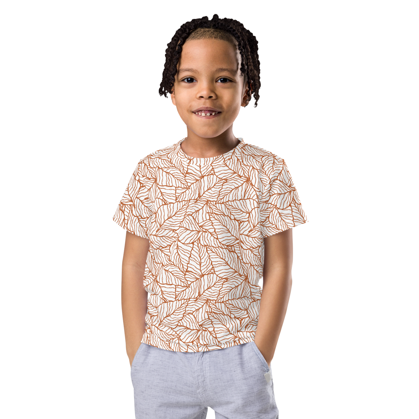 Colorful Fall Leaves | Seamless Patterns | All-Over Print Kids Crew Neck T-Shirt - #1