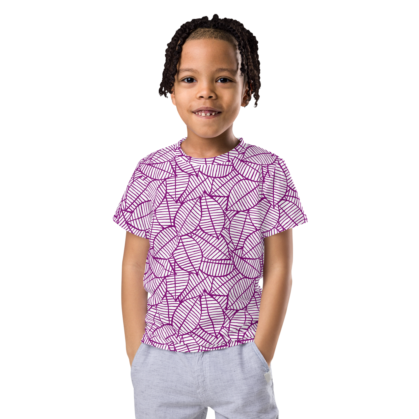 Colorful Fall Leaves | Seamless Patterns | All-Over Print Kids Crew Neck T-Shirt - #7