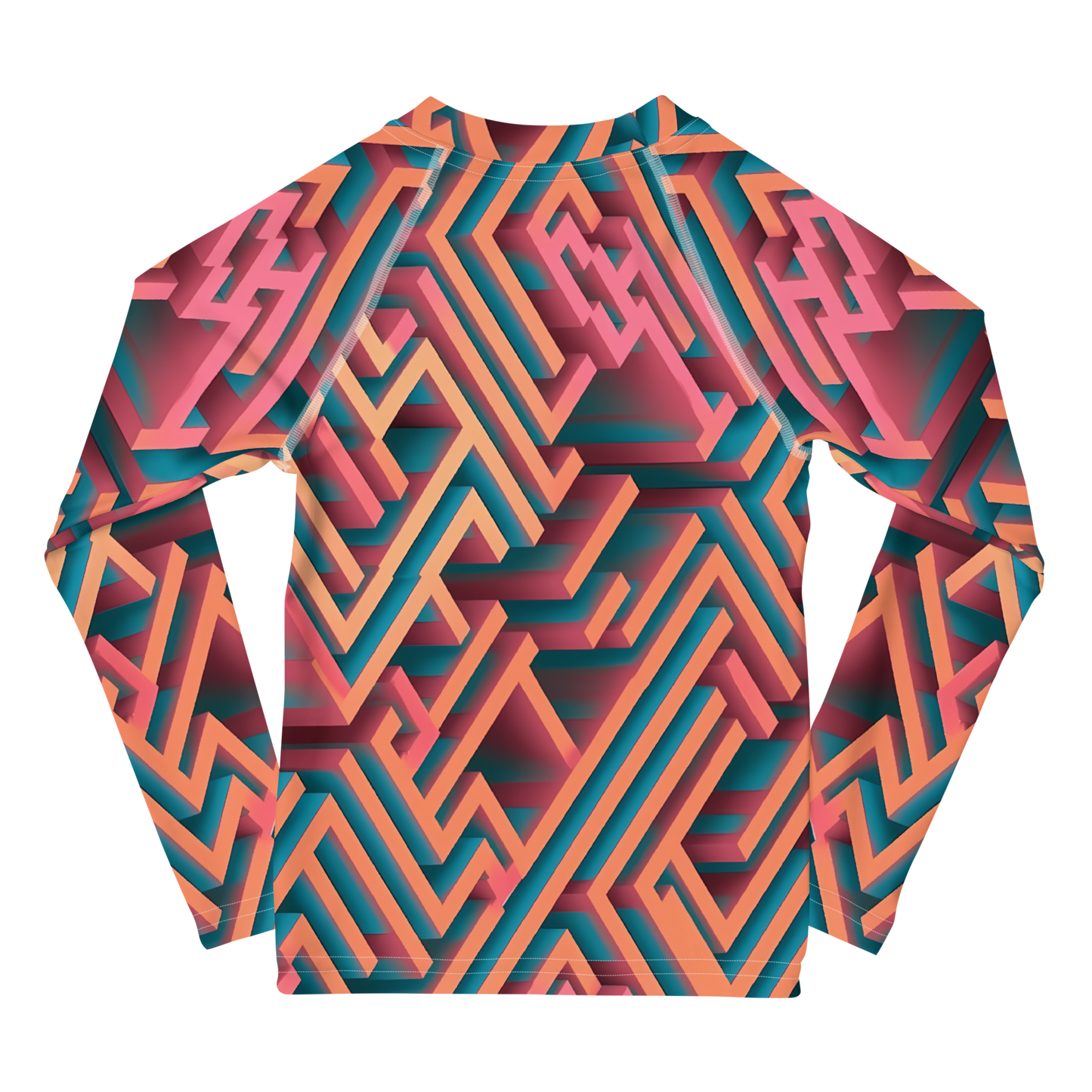 3D Maze Illusion | 3D Patterns | All-Over Print Kids Rash Guard - #1