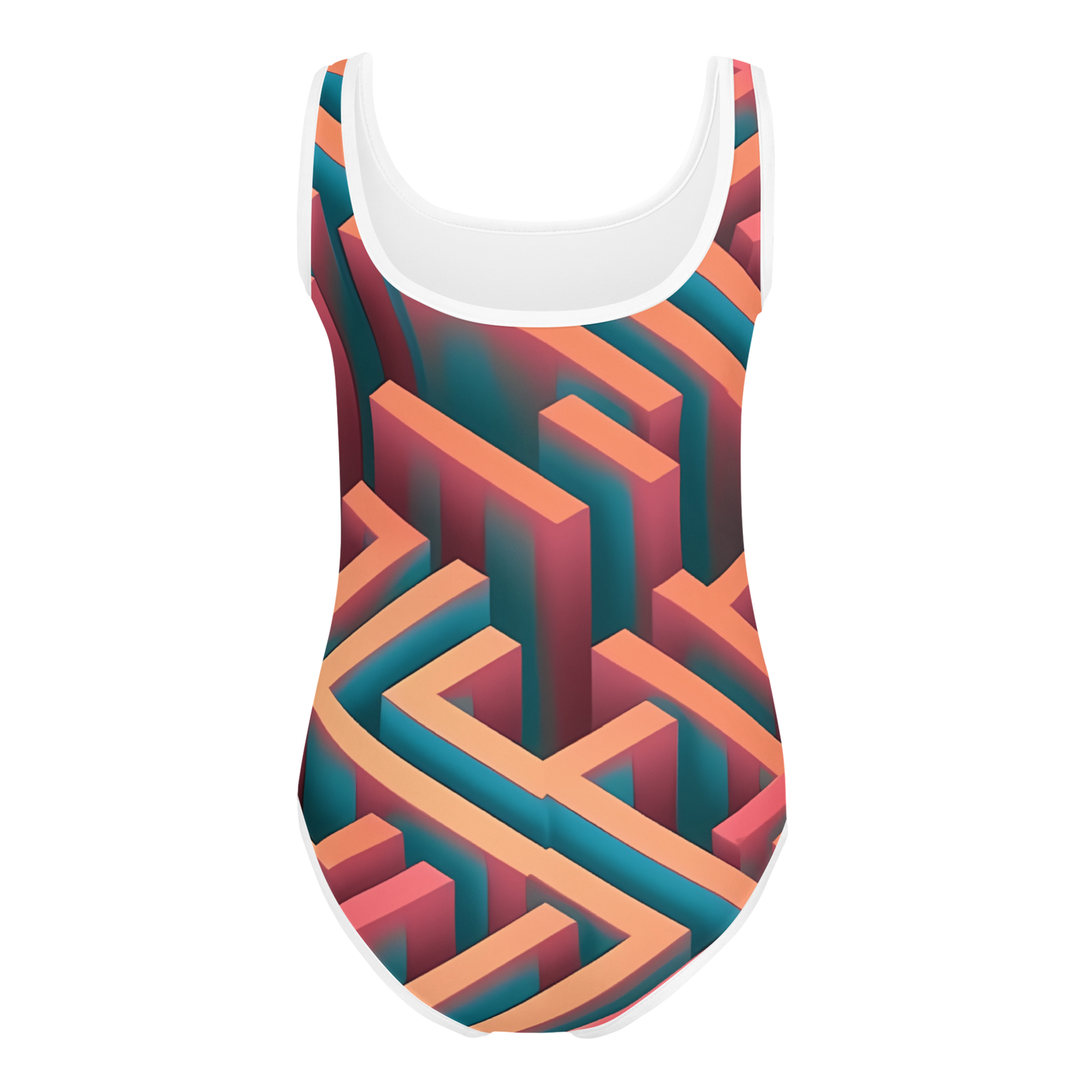 3D Maze Illusion | 3D Patterns | All-Over Print Kids Swimsuit - #1