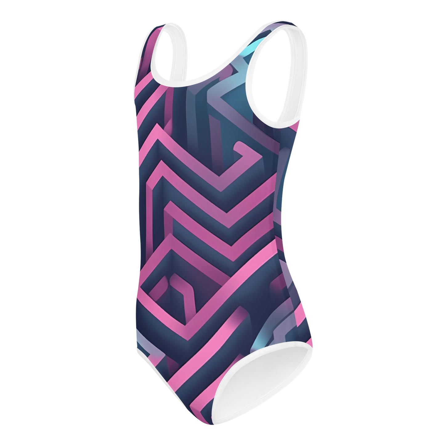 3D Maze Illusion | 3D Patterns | All-Over Print Kids Swimsuit - #4