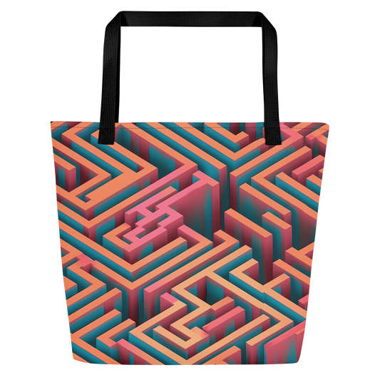 3D Maze Illusion | 3D Patterns | All-Over Print Large Tote Bag w/ Pocket - #1