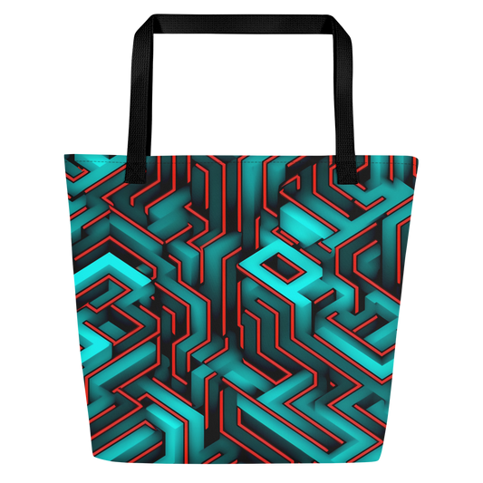3D Maze Illusion | 3D Patterns | All-Over Print Large Tote Bag w/ Pocket - #2
