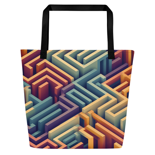 3D Maze Illusion | 3D Patterns | All-Over Print Large Tote Bag w/ Pocket - #3
